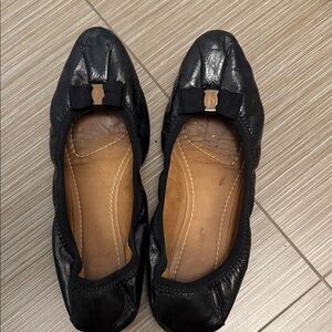 Salvatore Ferragamo Black Leather Flats with Bow